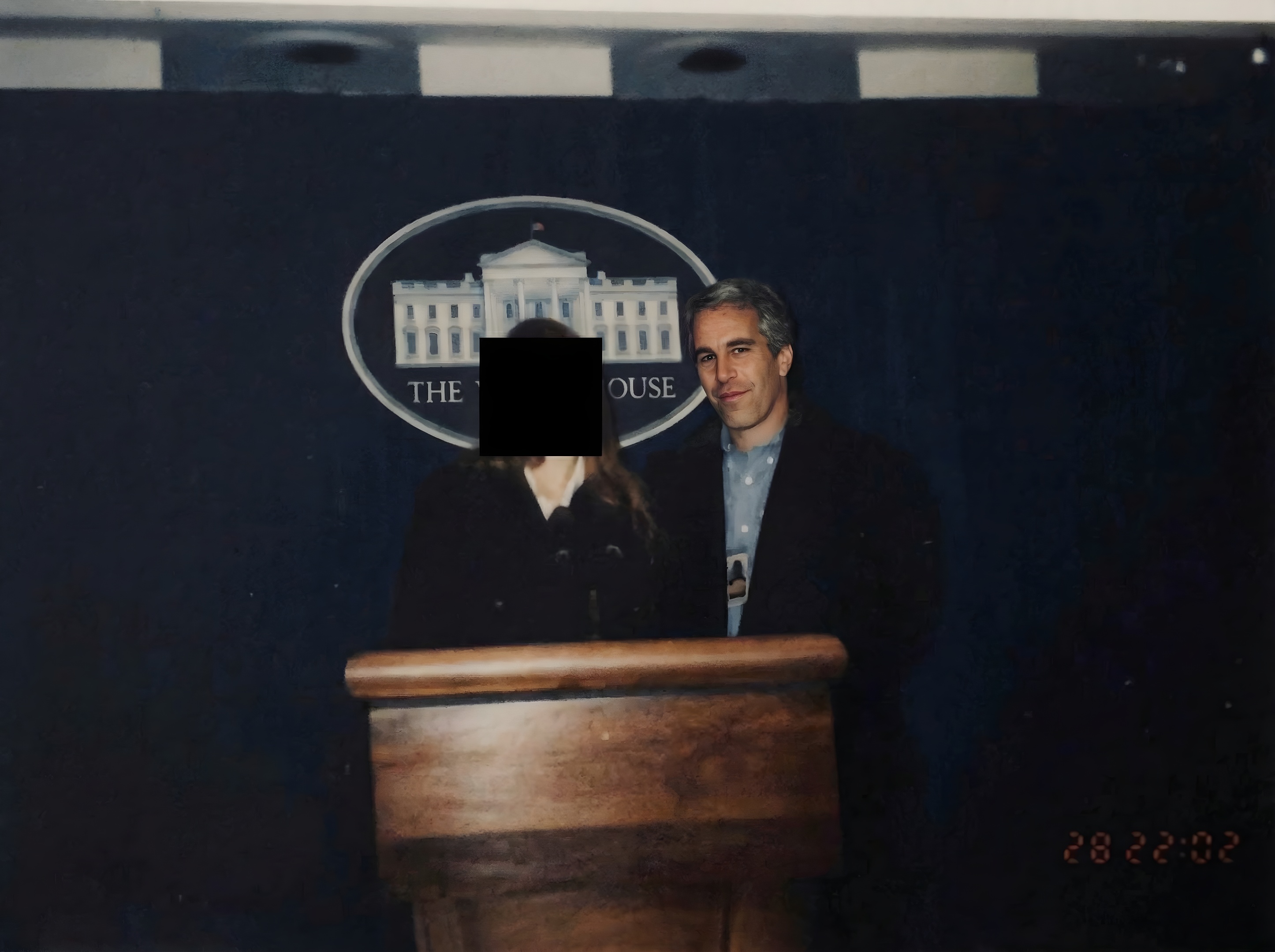 Jeffrey Epstein at the White House press briefing room